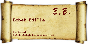 Bobek Béla névjegykártya