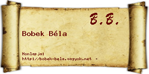 Bobek Béla névjegykártya